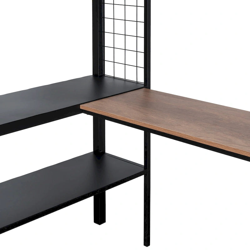 Lit mezzanine en métal de grande taille avec bureau et étagères, cadre de lit en métal robuste