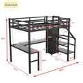 Lit mezzanine double XL avec bureau en L et port USB