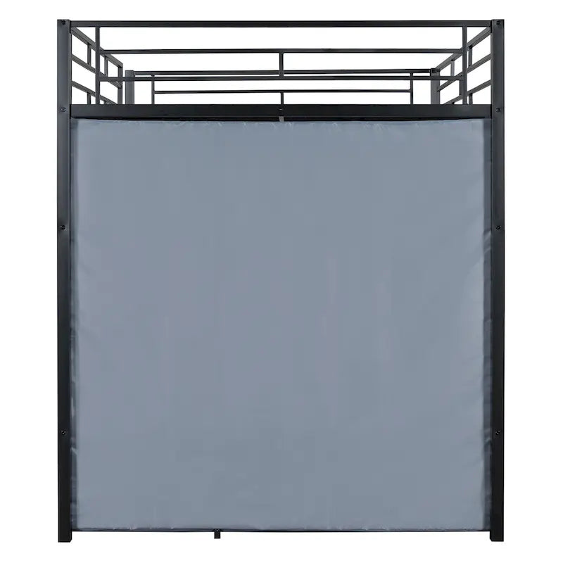 Lit mezzanine double en métal avec bureau, étagères, prise de courant, éclairage LED et armoire