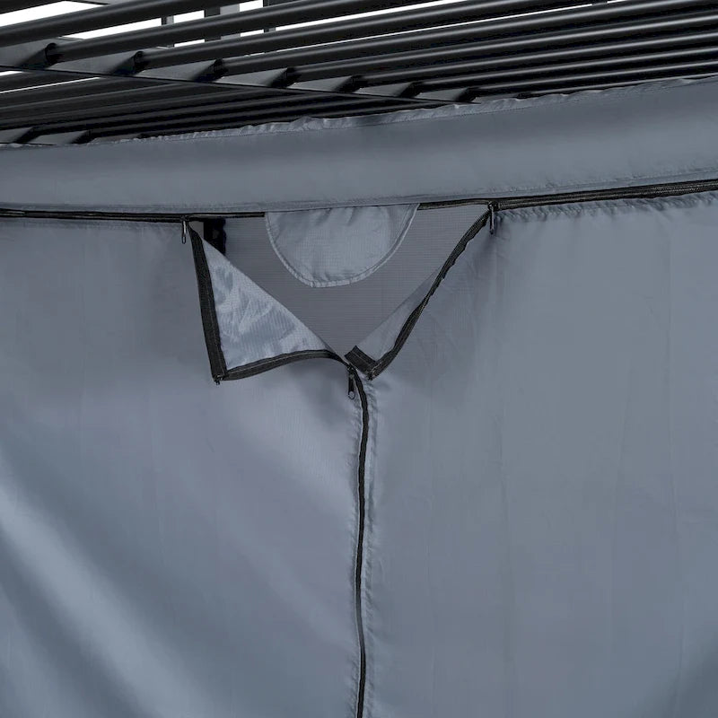 Lit mezzanine double en métal avec bureau, étagères, prise de courant, éclairage LED et armoire