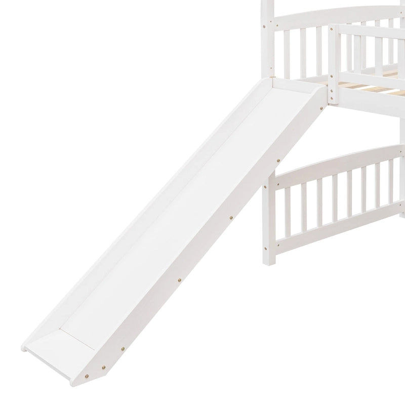 Lit mezzanine jumeau avec toboggan, lit cabane avec toboggan