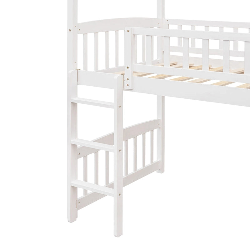 Lit mezzanine jumeau avec toboggan, lit cabane avec toboggan