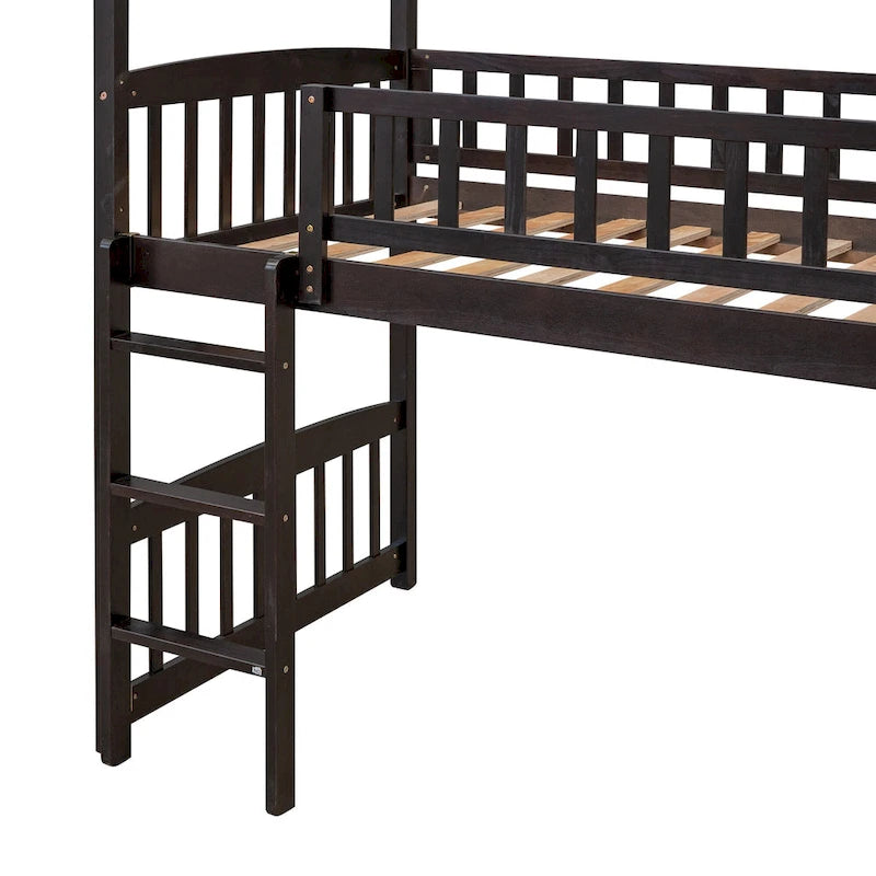 Lit mezzanine jumeau avec toboggan, lit cabane avec toboggan