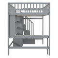 Full size Loft Bed with Bookshelf,Drawers,Desk,and Wardrobe-Espresso