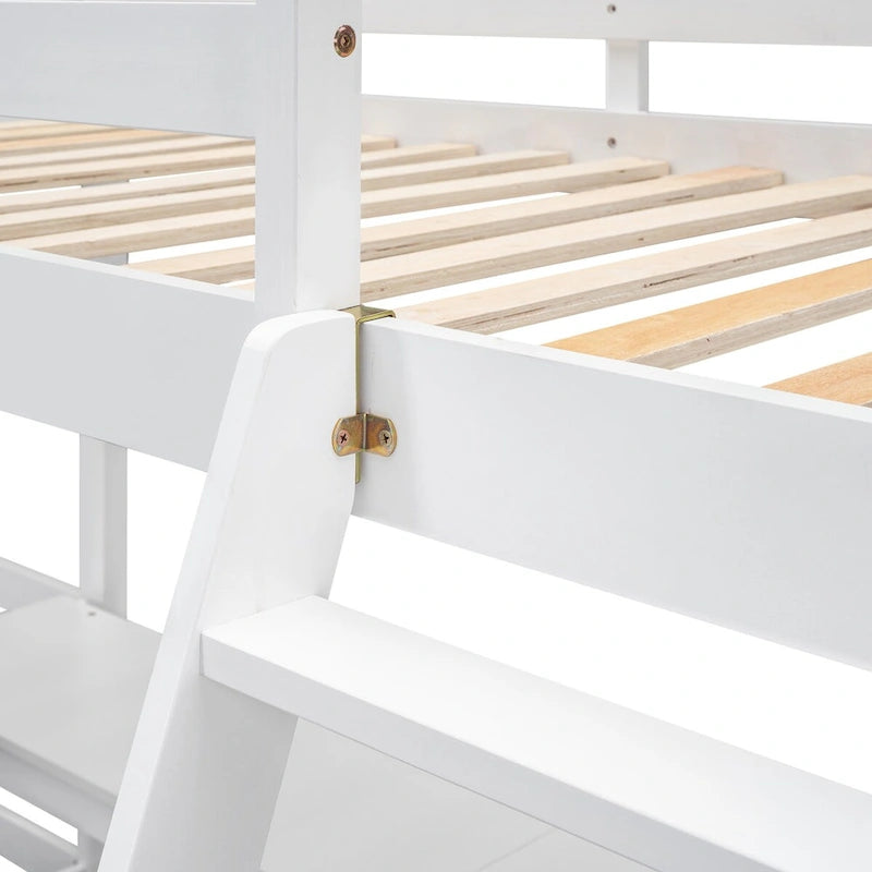 Lit mezzanine en L format jumeau avec échelle et 2 bureaux en L intégrés pour garçons, filles, enfants, adultes, tout-petits