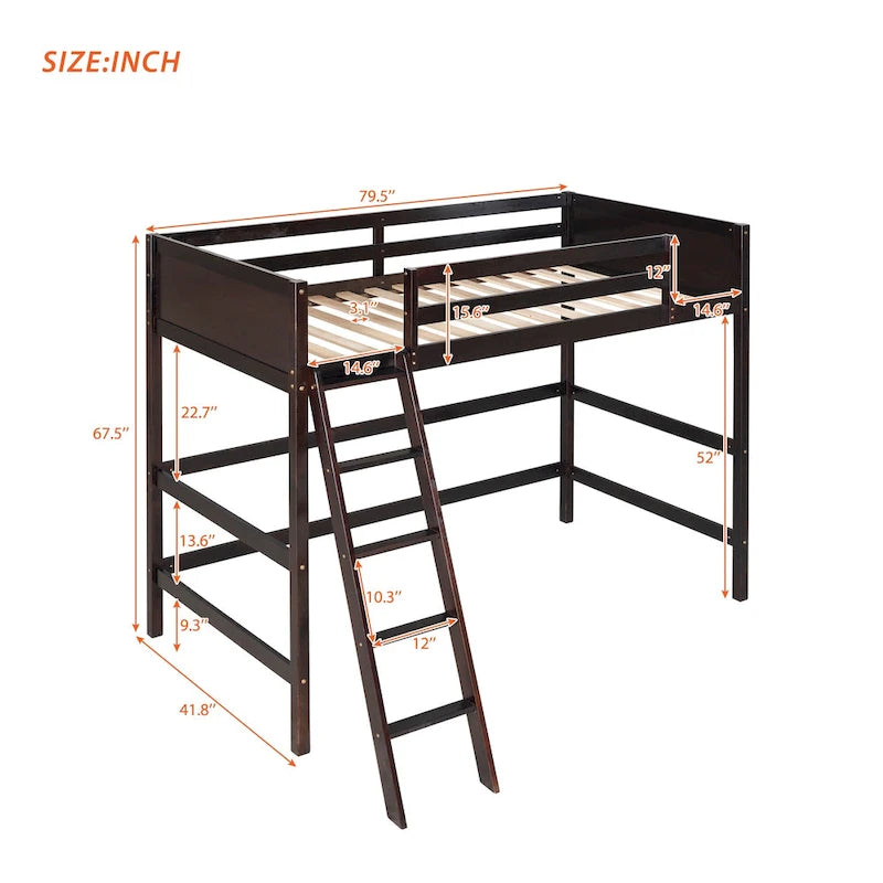 Lit mezzanine simple avec échelle