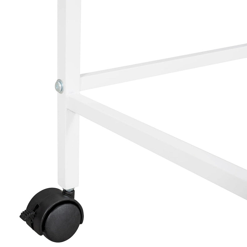 Cadre de lit mezzanine simple surbaissé avec bureau roulant et étagères, lit simple en métal avec supports à lattes en acier, pour adolescents enfants