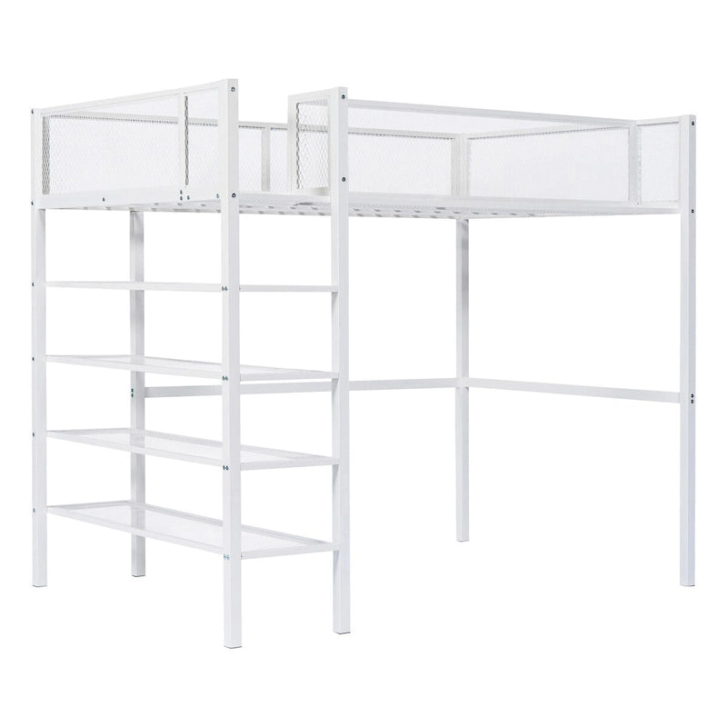 Lit mezzanine multifonctionnel blanc de style moderne