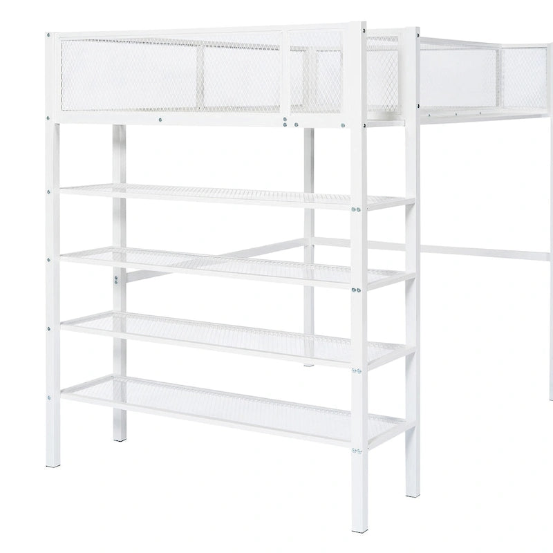 Lit mezzanine multifonctionnel blanc de style moderne